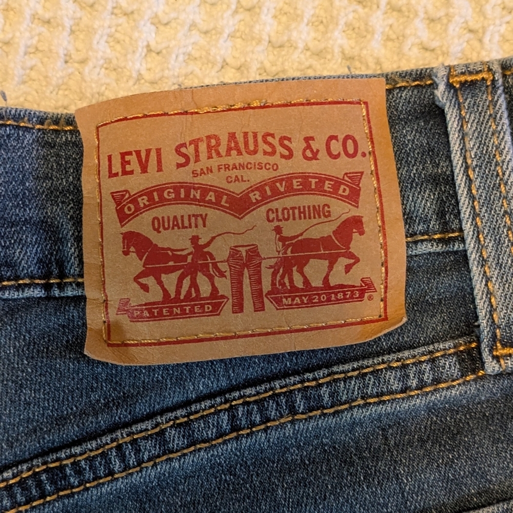 Levi's Blue Distressed Jean Shorts - Picture 3 of 5
